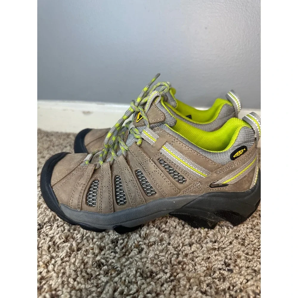 Keen Voyageur Hiking Shoes Womens US 7 EU 37.5 Shitake Lime Green Low Top Trail